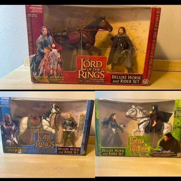 Vintage Lot of 3 Lord of the Rings Deluxe Horse Riders sets.